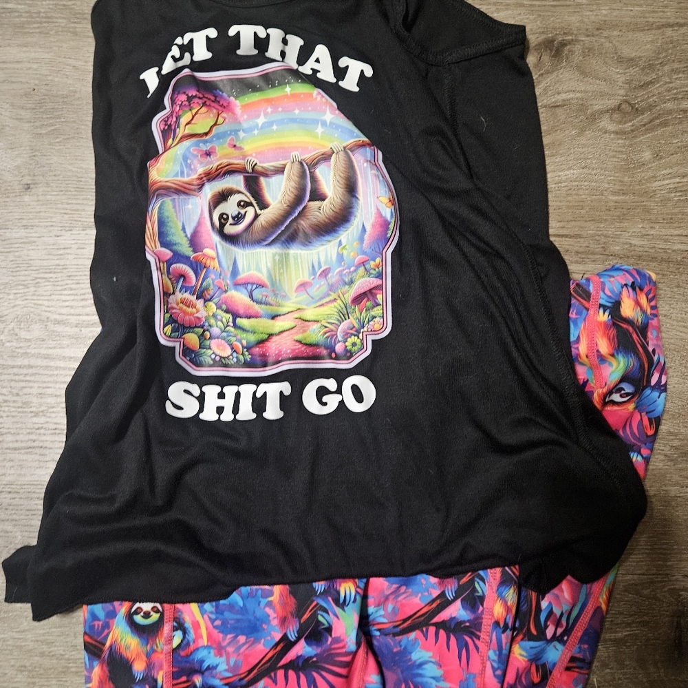 Constantly Varied Gear CVG Black Graphic Tank with Colorful Sloth Print